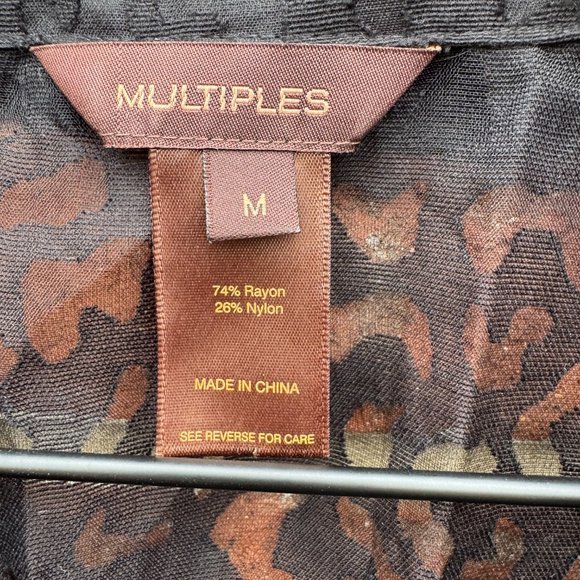 Multiples Sheer Burnout Jacket Medium Black Asymmetrical Hemline Lagenlook - Picture 10 of 11